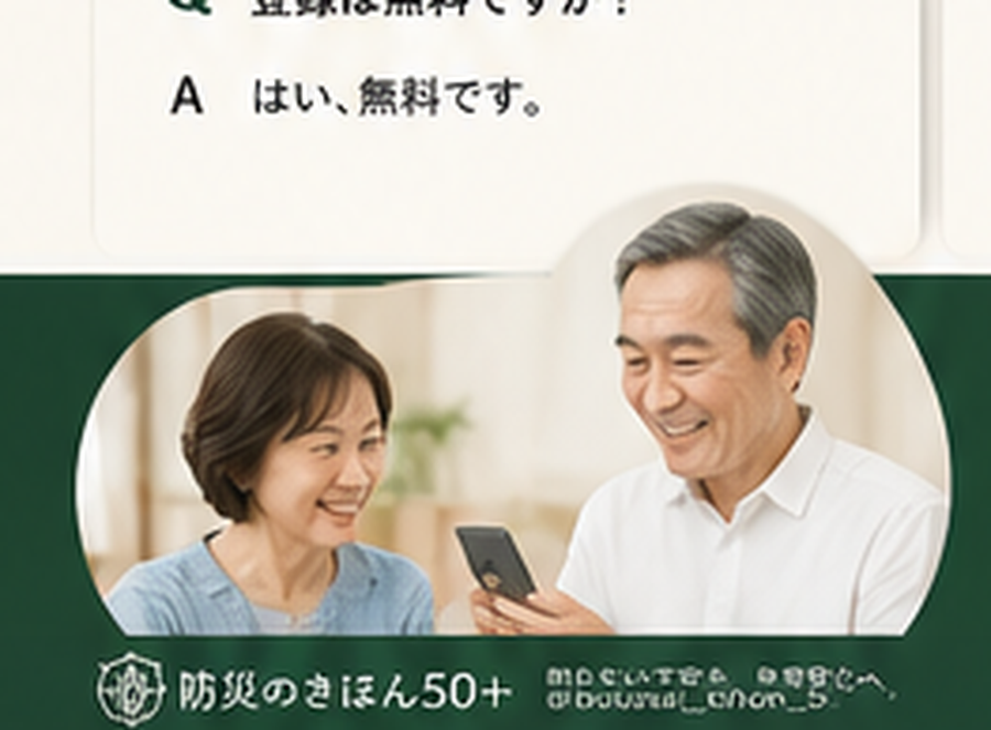 スマホを見ながら安心して笑顔になる中高年夫婦のイメージ